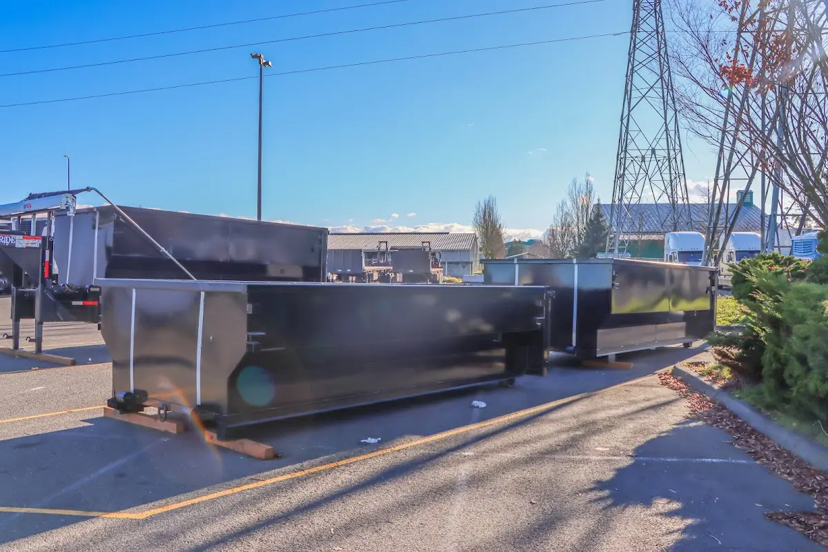 Roll-off dumpster ready for waste disposal at job site for 8 Yard Dumpster Rental in Centerville